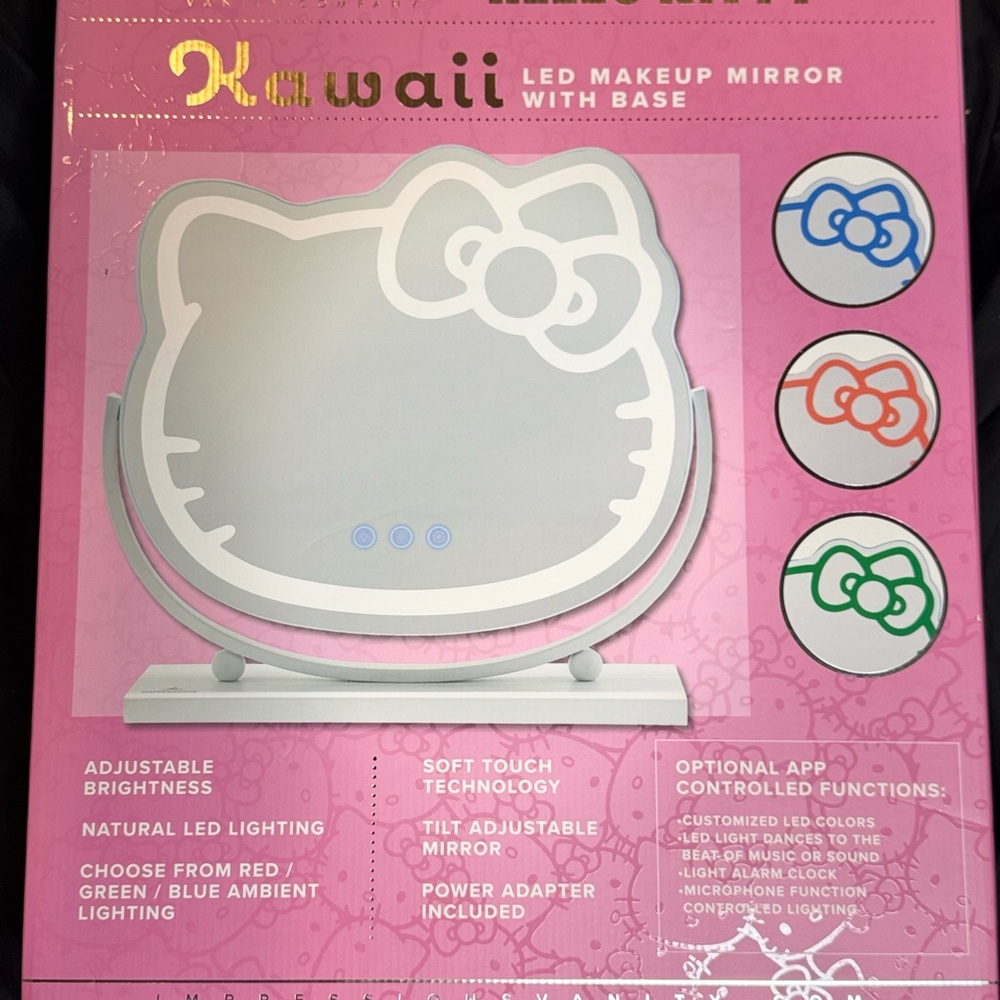 Hello Kitty LED Makeup Mirror - Pink and White